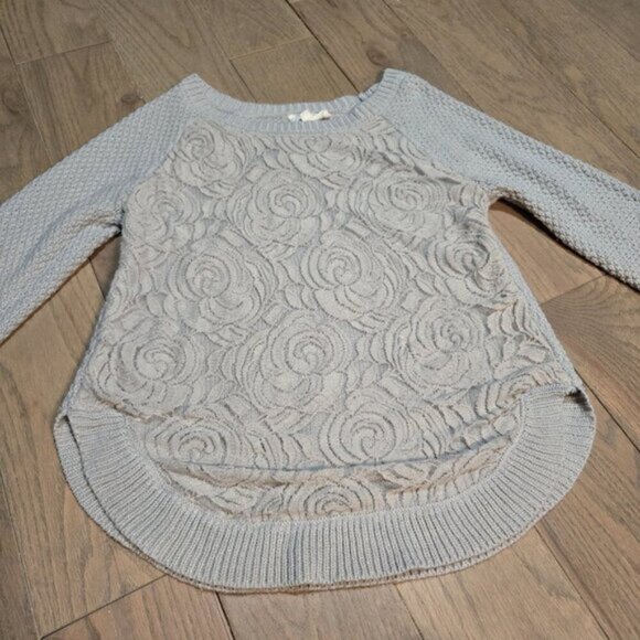 Grey Cloud Chaser Knitted Sweater Lace Swoop neck Size M - Picture 3 of 5